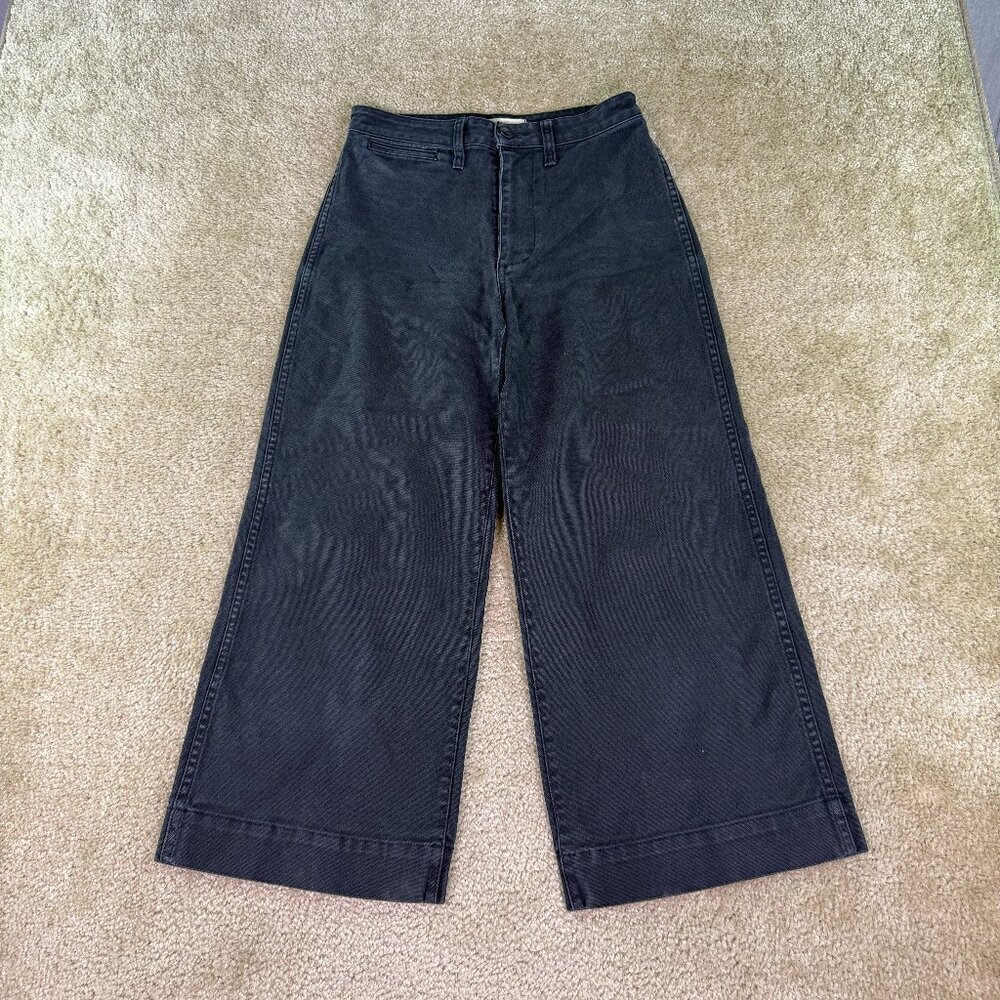 Madewell Perfect Vintage Wide Leg Crop Jeans Women 25 28x24 Black High Rise E707